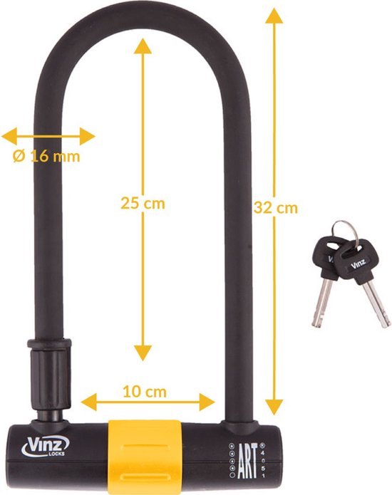 VINZ Ararat Beugelslot / Fietsslot / Motorslot / Scooterslot ART 4 - 32 cm van VINZ — afbeelding 2
