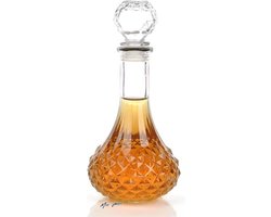 Mrs. Jones Decoratieve glazen karaf voor whisky - cognac - Scotch - Brandy - Sherry - 800 ml - 26 x 13 x 13 cm met glazen sluiting .