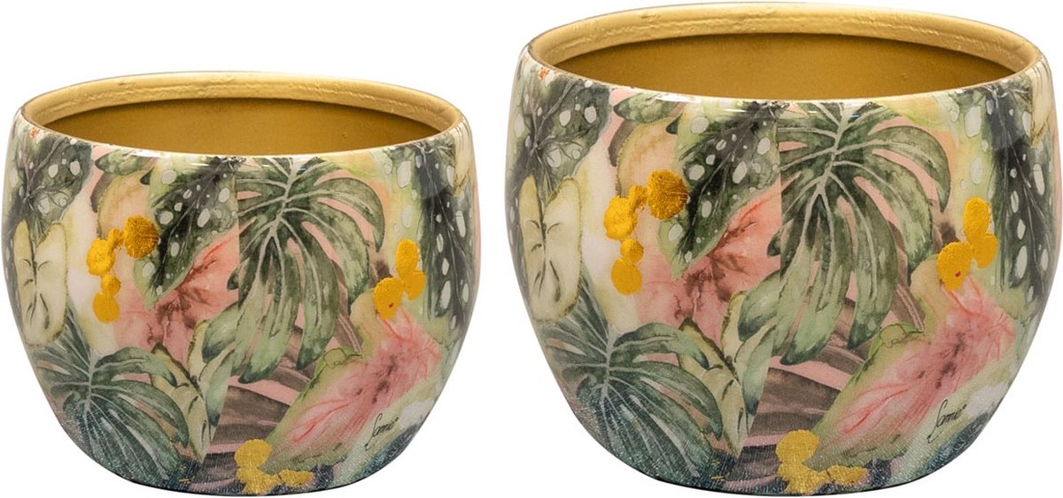 TS Collection - Pot Monstera mystery - Mini set van 2 - Metaal & Epoxy - Exclusieve woonitems voor binnen - Handgemaakt - Unieke print - Designed by Lammie