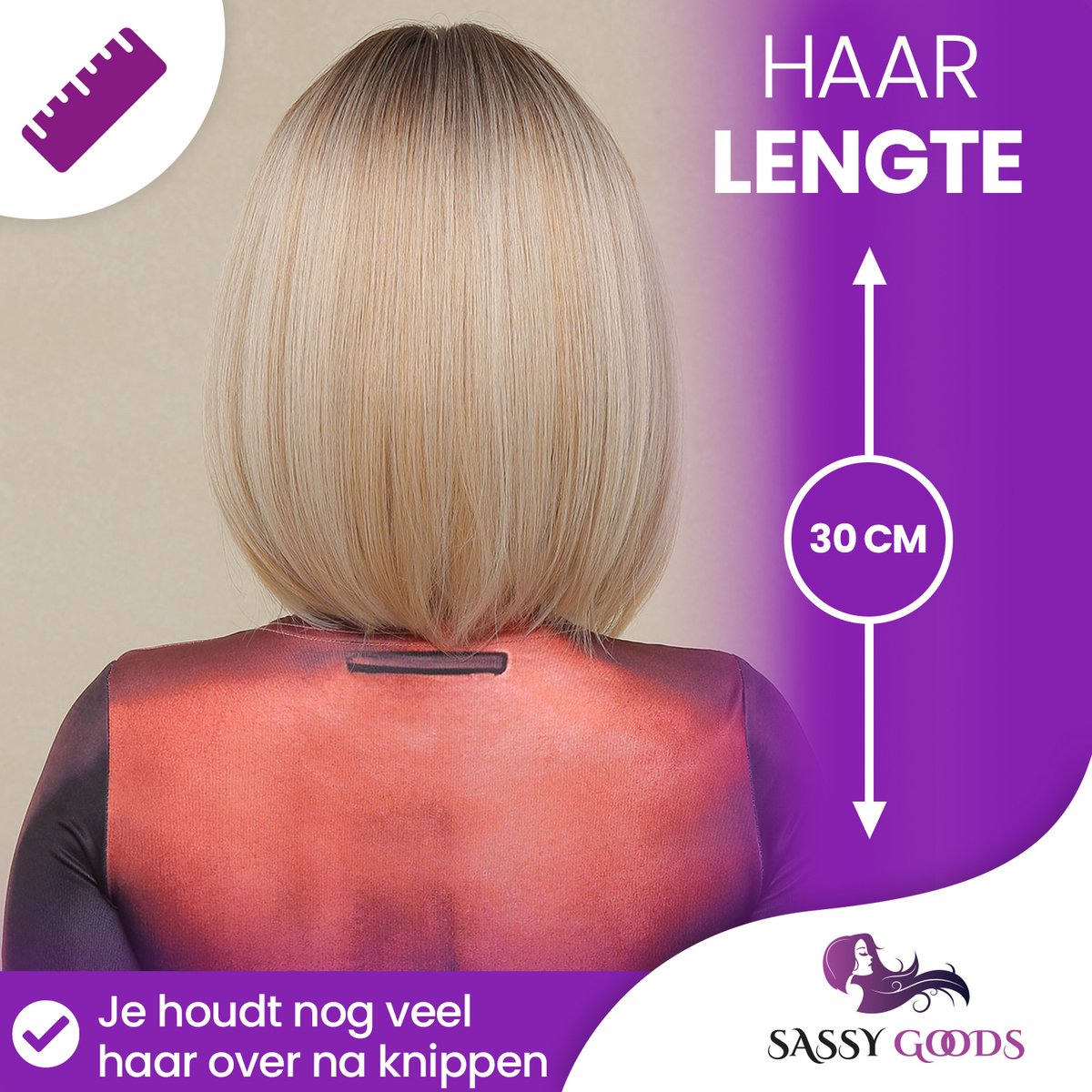 Blonde Pruik Kort - Pruiken Dames - Wig - Verstelbaar - Hittebestendig - Wasbaar - 30 cm — afbeelding 2