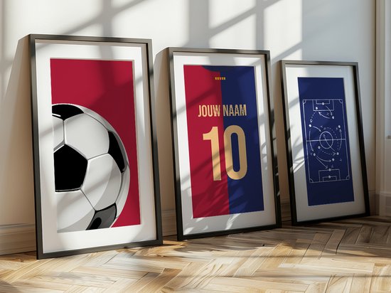 Set d'affiches de Voetbal 3-Liège Barcelona - Collection Close up - Posters personnalisées avec votre nom et votre numéro - 30 x 40 cm