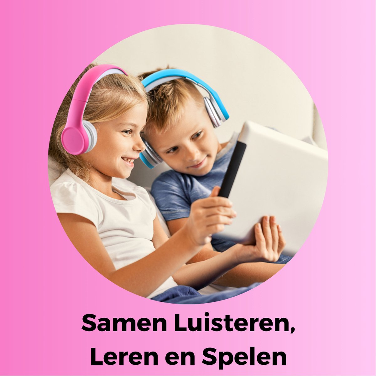 Afbeelding 3 van WiseQ Junior - Kinderkoptelefoon met Draad - Hoofdtelefoon voor kinderen vanaf 3 tot 9 jaar - 85dB Volumebegrenzer - Roze