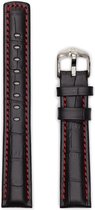 Hirsh Horlogeband -  Grand Duke Zwart Rood Stiksel - Leer - 20mm