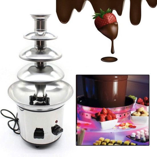 Chocoladefontein Deluxe - 4 Laags - RVS - Chocoladefondue - Wit — afbeelding 3