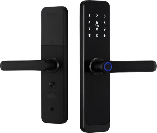 Slank Deurslot - Smart Lock - Elektrisch Deurslot - Geen Insteekslot - APP - Bluetooth - Mechanische sleutels - Kaart - WIFI - Wachtwoord - Vingerafdruk - Zwart