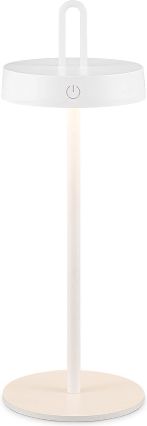Home Sweet Home - Draadloze Oplaadbare LED Tafellamp - Binnen & Buiten - Dimbaar - ø12.8 × 36.6 cm - Warmwit licht - 3000mAh - White