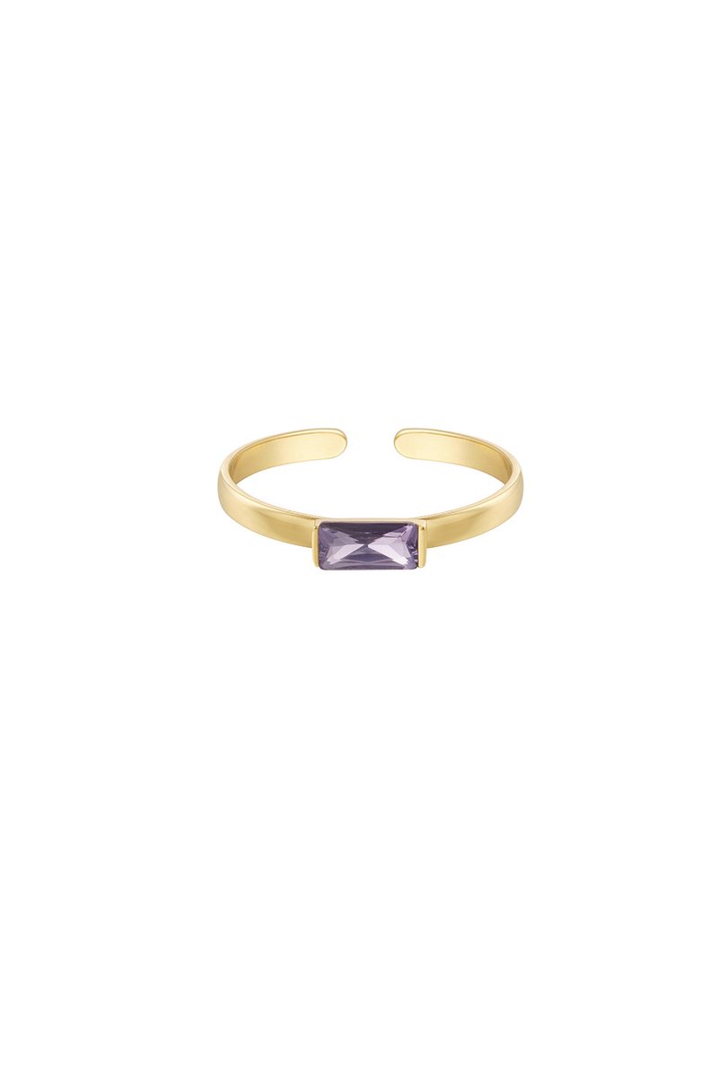 Ring dun met steen - paars