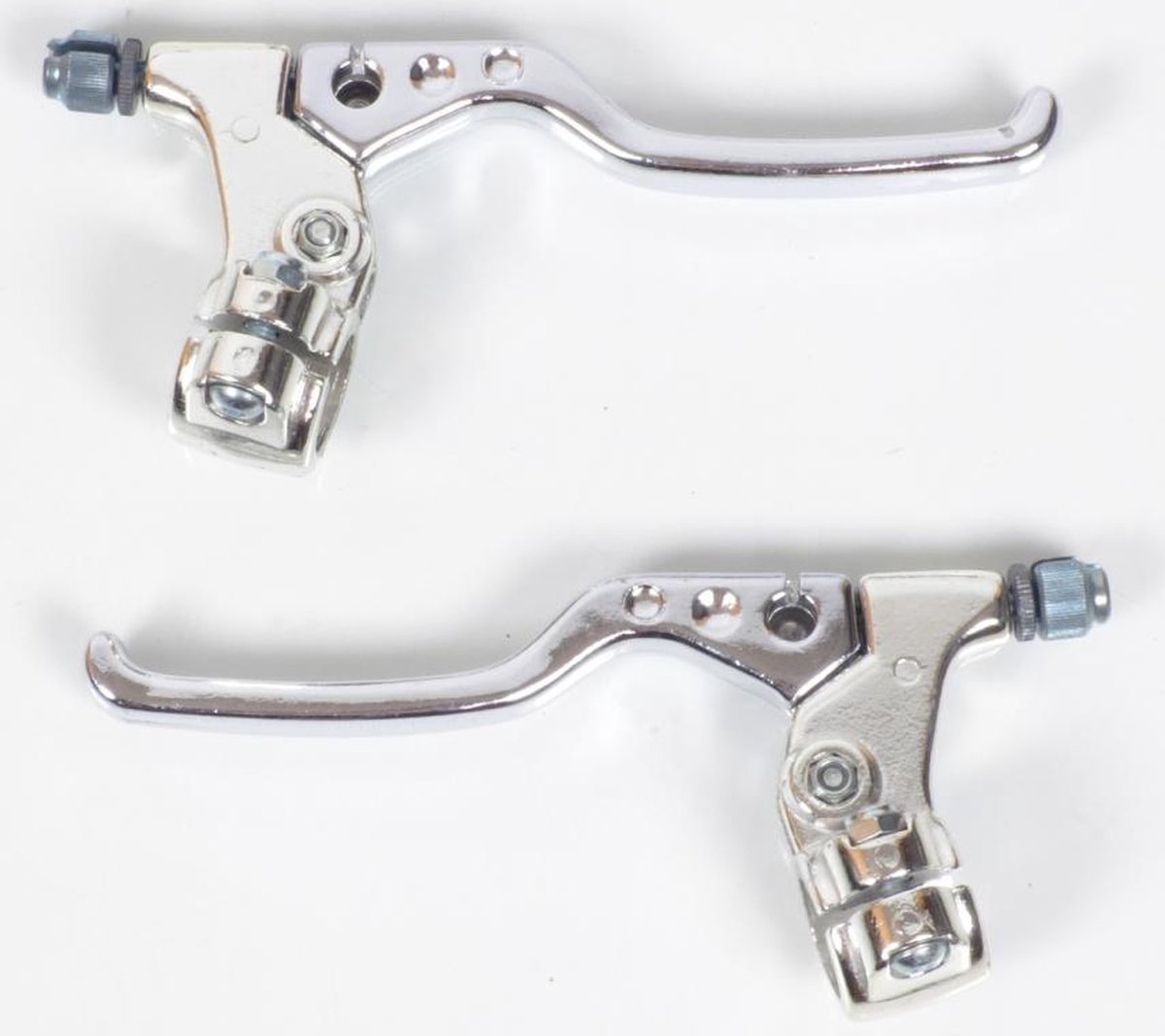 paar verchroomde 142mm remgrepen voor scooter bromfiets nieuw