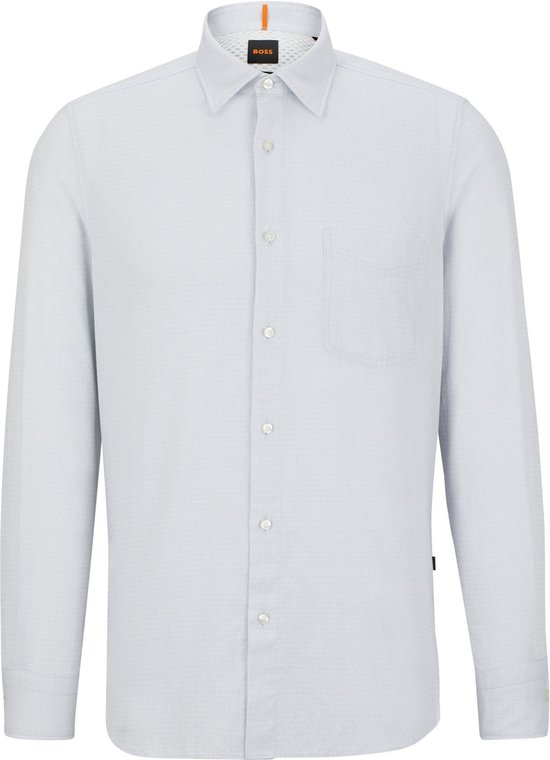 BOSS Remiton Overhemd Lichtgrijs - Maat L - Heren - Overhemden Casual