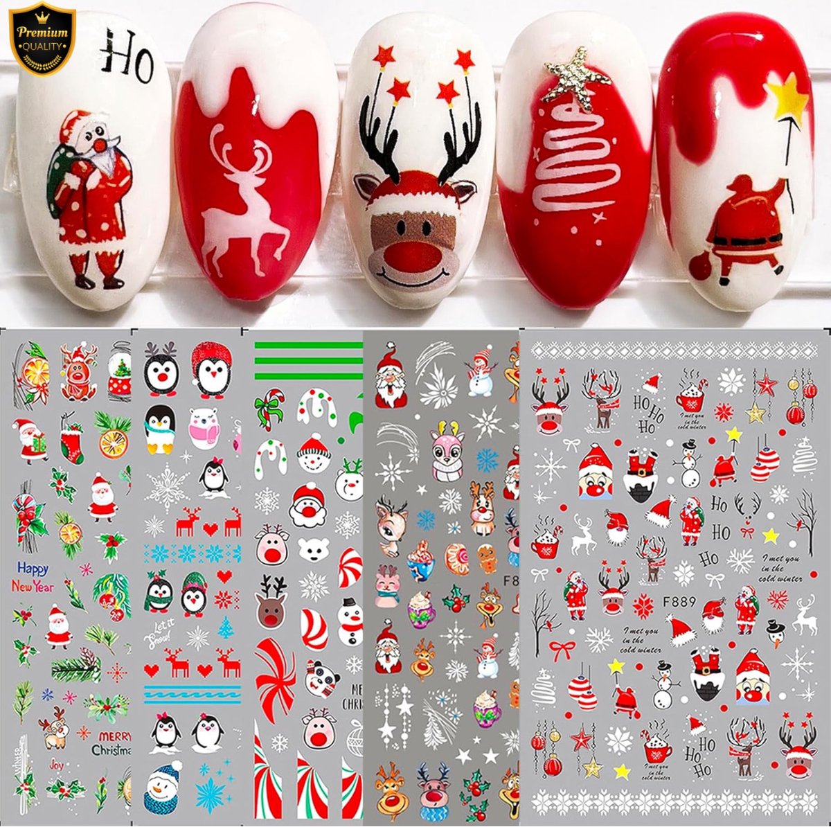Goedkoopste GUAPÀ® Nail Art Nagelstickers | 10 Vellen Nagel Stickers Kerst | Nail Art 3D Stickers | Nagelstickers Kinderen | Nail Art Stempel | 10 velletjes Kerst Nagelstickers