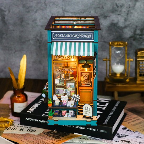 XPJBKC DIY Book Nook Kit, miniatuur Booknooks houten poppenhuis