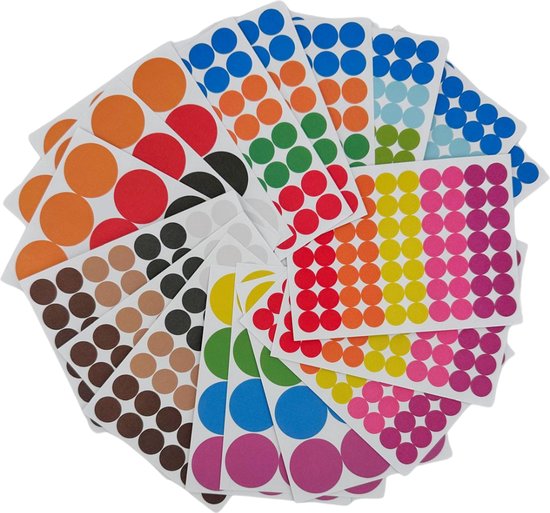 Dots Autocollants Mix - Diverse couleurs et tailles de cercles 8 mm, 10 mm et 25 mm - 780 Autocollants pour planificateurs, agenda, organisation, etc. Mat et inscriptible