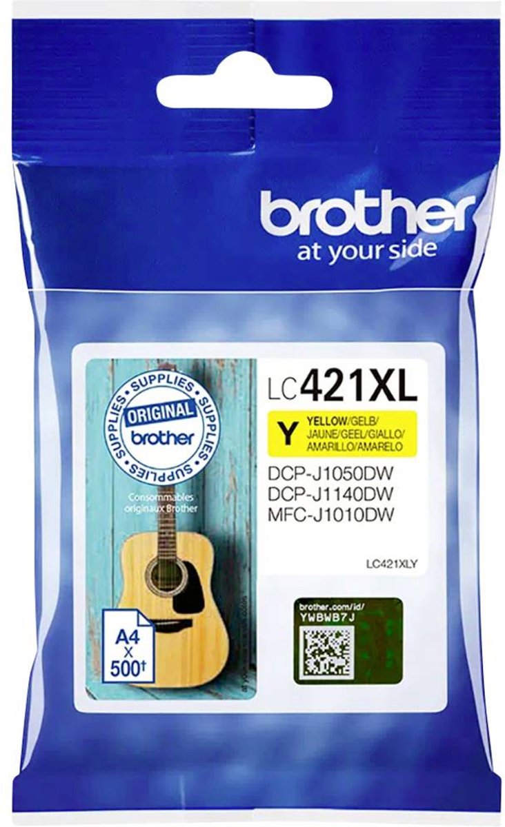 LC421XLY Inktcartridge - BROTHER - 500 pagina's hoog rendement geel - voor DCP-J1050DW, MFC-J1010DW en DCP-J1140DW