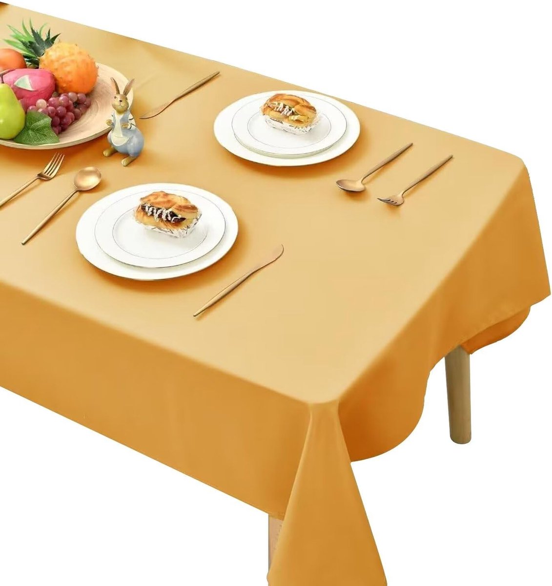 JGS ® Donkergele Tafelkleed met Lotus Effect en Waterafstotende Eigenschappen voor Stijlvolle Tafeldecoratie