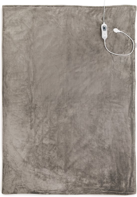 SleedMed Elektrische Knuffeldeken Taupe - Bovendeken - Warmtedeken - Fleece&Flanel - 180x130cm - 180min Timer
