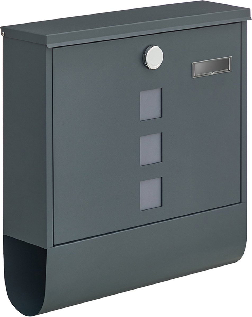 Antraciet Brievenbus - Brievenbus - Brievenbus - Gegalvaniseerd Staal - Veilig Koperen Slot - 11cm x 37cm x 37cm - 2,5kg