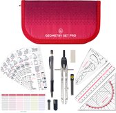 Geodriehoeken & Passer Set – Rood etui met liniaal, gum, sjabloon en formules