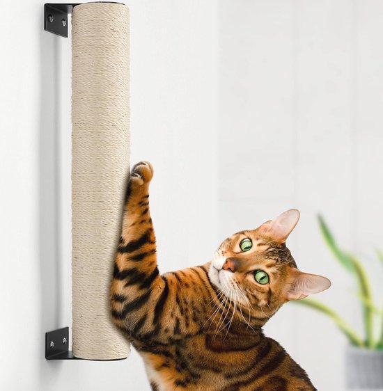 Kattenboom van vloer tot plafond kattenboom, 6-laags 305 cm in hoogte verstelbare houtkleur kattentoren, meertraps kattenklimboom met in hennep gewikkelde krabpalen, gezellig platform voor binnenkat