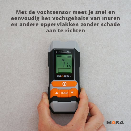 MAKA 2 in 1 Digitale Vochtmeter - Voor hout en bouwmaterialen