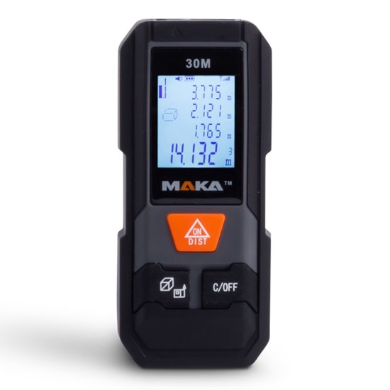 MAKA Digitale Laser Afstandsmeter 30 m - Aanpasbare meetreferentie - Lasermeter