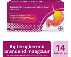 Losecosan 20 Mg Tabletten | 14 stuks | Vermindert Maagzuur met Omeprazol | Verlicht Brandend Maagzuur en Zure Oprispingen | Werkt Tot 24 Uur | Voor Volwassenen