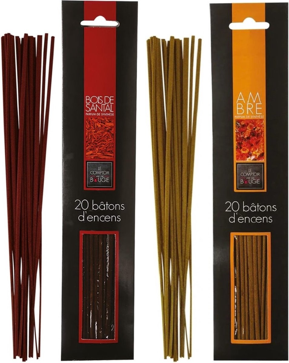 Atmosphera Wierook stokjes - set van 2 geuren - Sandelhout en Amber - 25 cm - Ontspanning Oranje