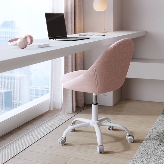 Rootz Draaistoel - Roze - Comfortabele zitting - Ergonomisch ontwerp - Stalen frame - Katoen-linnenmix - 60cm x 60cm x (80-90cm) van Rootz — afbeelding 2