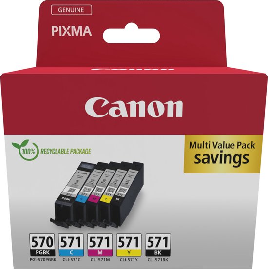Canon PGI-570/CLI-571 - Inktcartridge - Origineel - Standaard capaciteit - Zwart & Kleur + Retourzakje
