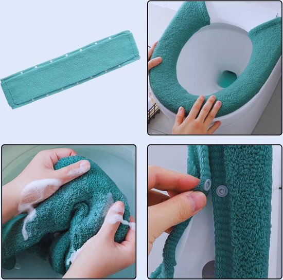 Fulutoy WC-brilhoezen Dikke Warmer WC Zitbescherming Antibacterieel Warm WC Zitbescherming Zacht Toiletkussen Badkamer Wasbaar Toilet Seat Cover voor Familie Hotel (Abrikoos