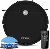 Powell Robotstofzuiger - Robotstofzuiger met Dweilfunctie - Robotstofzuiger met Laadstation - Robot Stofzuiger - Dweilrobot - Zwart