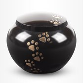 Dieren Urn Hond Middel 1,1 liter Zwart Goudkleurige Pootjes - Dieren Urn voor As Crematie - Urn Hond - Urn Kat