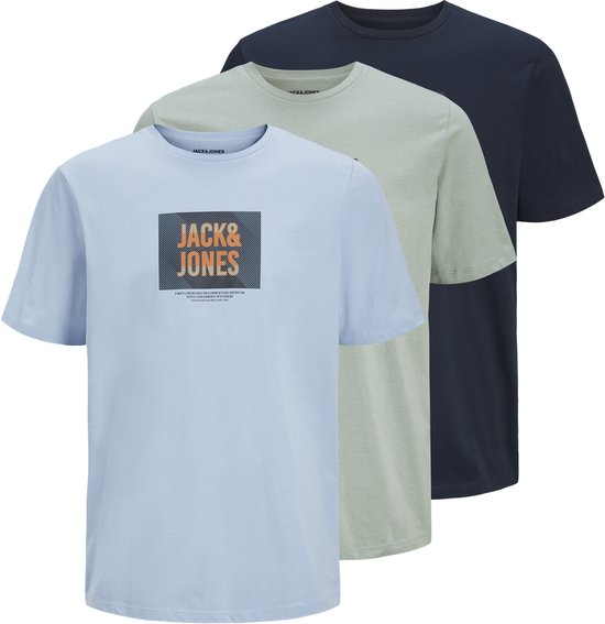 JACK&JONES JJHUDSON TEE SS CREW NECK 3PK MP Heren T-shirt - Chambray Blue 1Chambray1Iceberg1Sky