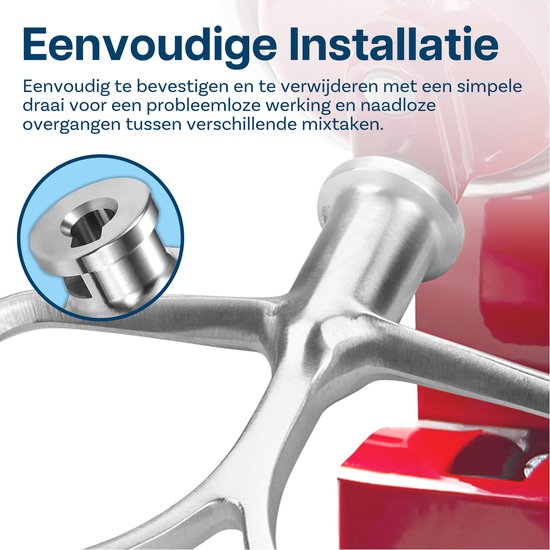Roestvrijstalen Platte Mixer K45B voor KitchenAid 4,5-5 Quart Tilt-Head Stand Mixers Artisan & Classic Series van MMOBIEL - Opzetstuk Keuken - Platte Deegklopper Accessories - Vaatwasmachinebestendig van MMOBIEL — afbeelding 5