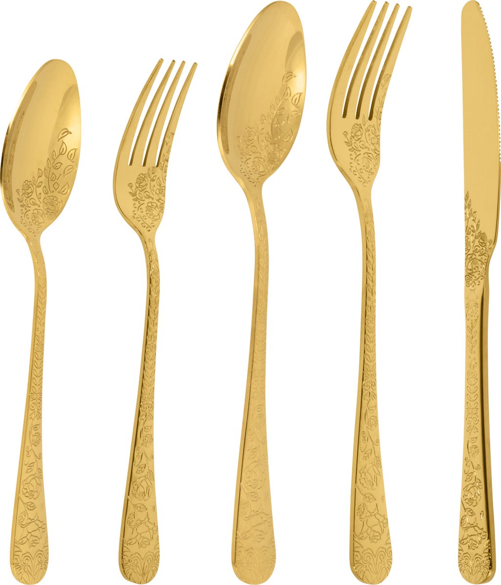 Gouden Bestekset 30-delig - Luxe Eetbestek voor 6 Personen - Goudkleurig Roestvrij Staal - Elegant Design
