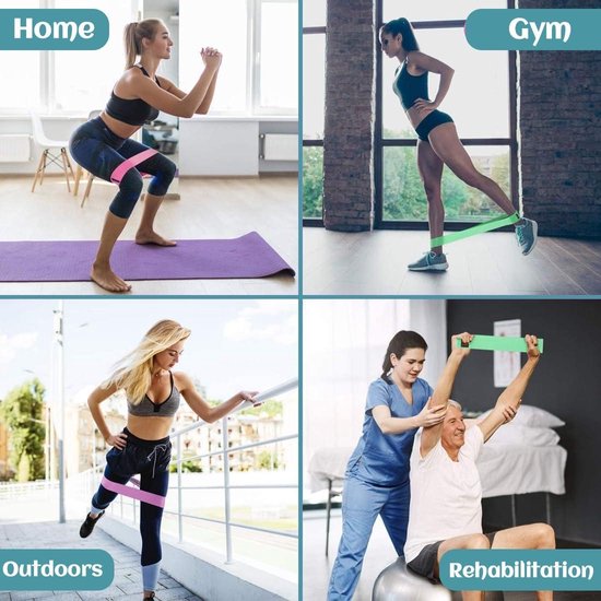 Set van 5 elastische fysieke weerstandsbanden Synerfit Fitness