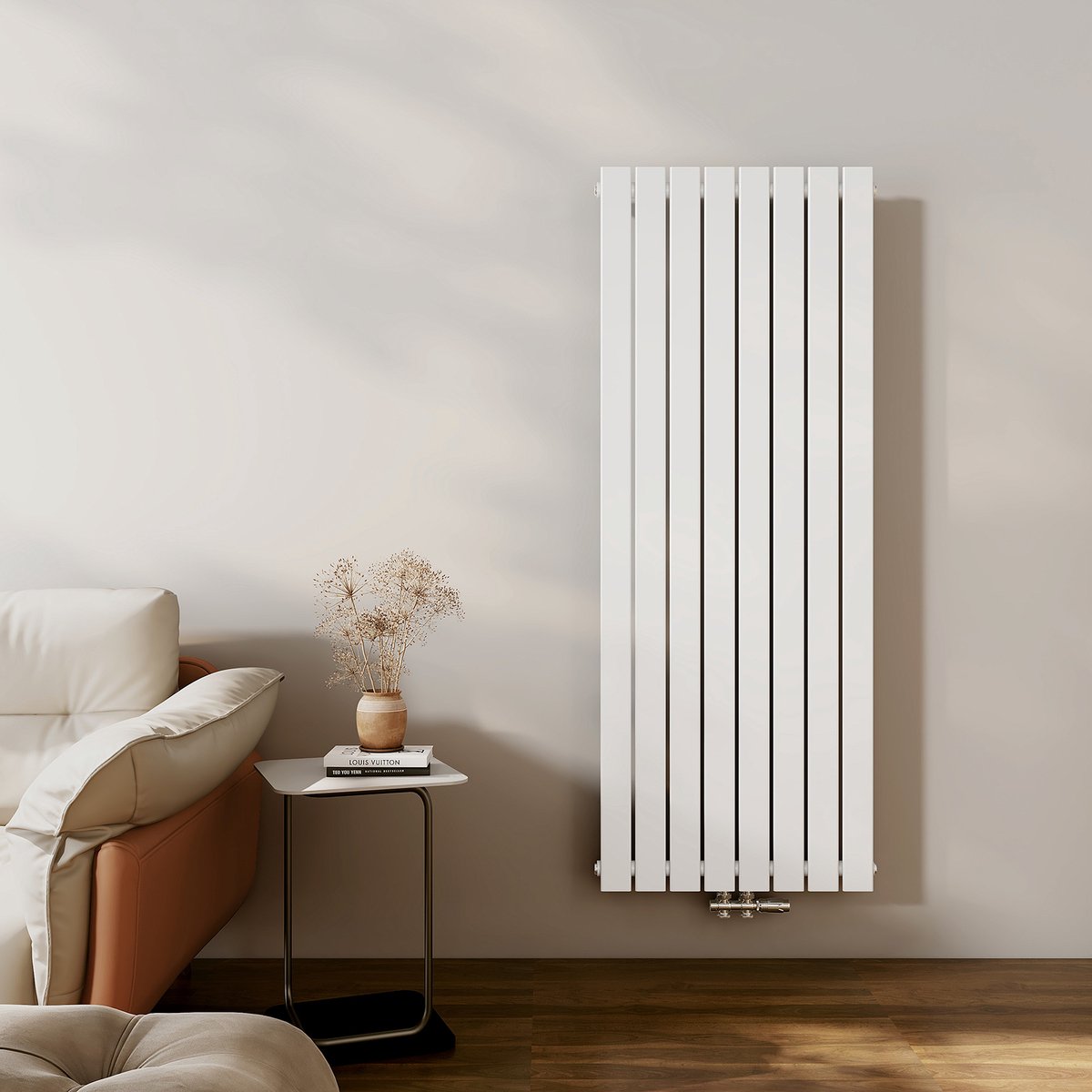 EMKE Radiator - Dubbel-Laags Plat - Glanzend Wit - 160x62 cm - 1988 W - Kolomradiator Vertical - Verwarming voor Alle Ruimtes