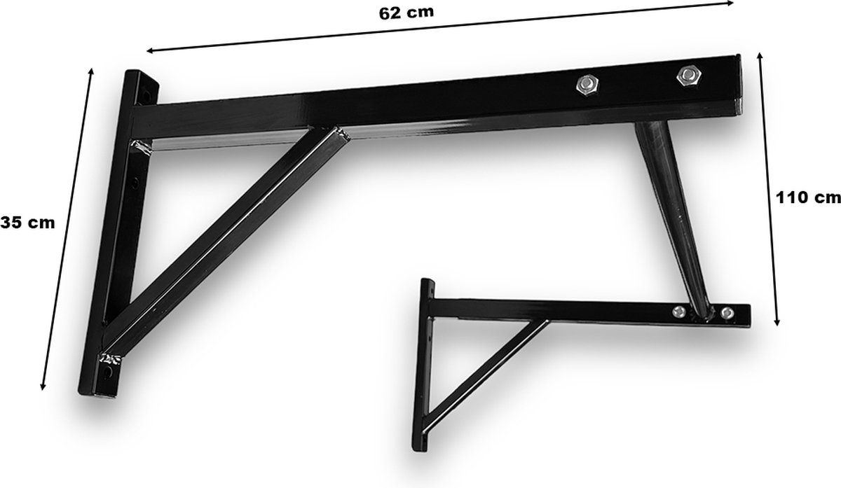 KRAKEN Optrekstang Single Grip Pull Up Bar - Wandmontage Thuisfitness Krachttraining - Max. 200 kg - Poedercoating Staal 3 mm - Gripdiameter 32 mm - Pull Up Chin Up Muscle Up Leg Raise - Bevestigingspunt Ringen Ab Straps - Inclusief Montagemateriaal thumbnail 2