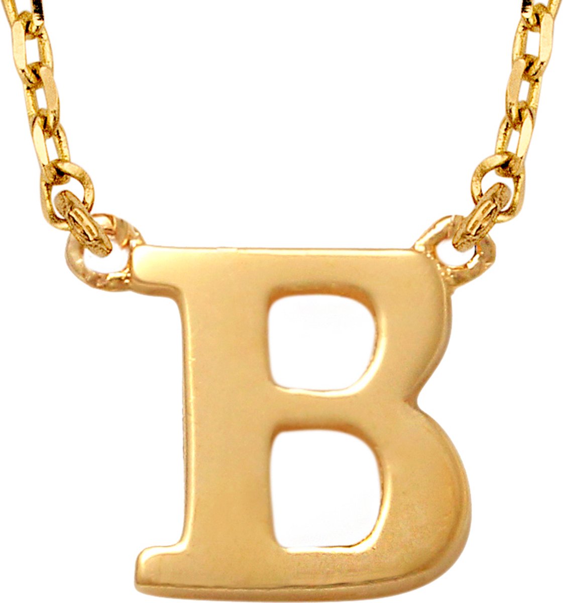 New Bling 9NBG-900B Gouden Ketting met Letter B - 6mm - Ankerschakel - 38+2,5+2,5cm - Initiaal sieraad - 14 Karaat - Goud