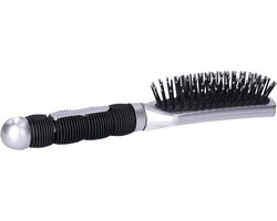Haarborstel Hairmaster - zilver met zwart handvat - 23 x 5 cm - kunststof - heren/dames/kinderen