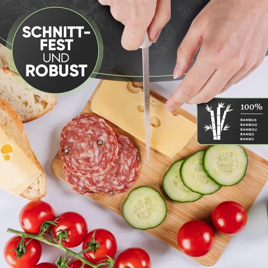 Gifcomda Ontbijtplankjes Set Van 6 Met 6 Steakmessen - Donkergrijs 25x15 Cm, Antislip & Sapgat