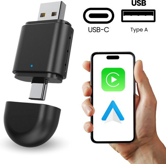 Adaptateur CarPlay Sans Fil 2-en-1 – Compatible IPhone Et Android Auto – Connexion Auto, Plug & Play – Mise à Jour 2025