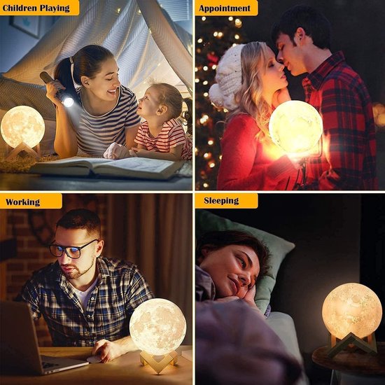 16 Kleuren - Maanlamp Upgrade - Nachtlamp Valentijnsdag voor Kinderen - Meisjes - Jongens - Tieners - Haar van Merkloos — afbeelding 3