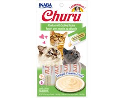Inaba Churu Purée - Kattensnack - Kip Jacobsschelp 15 g 4 stuks