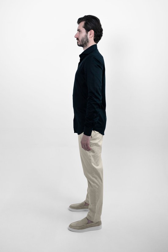 Vercate - Chemise sans repassage - Zwart - Coupe slim - Satin de Katoen - Manches longues - Homme - Taille 39/M