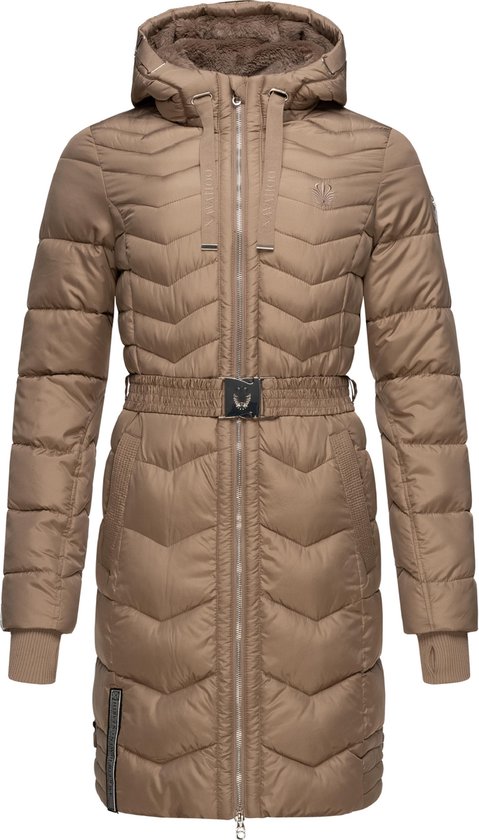 Navahoo B937 Winterjas voor dames, lange winterjas met capuchon, terracotta, L