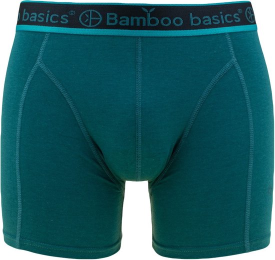 Boxer Bamboo Basics vert pétrole profond avec ceinture élastique bleu-vert.