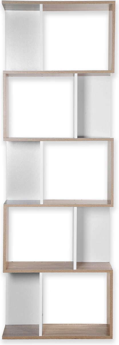 CALICOSY - Multi shelf boekenkast in hout en wit decor 60x24x180cm
