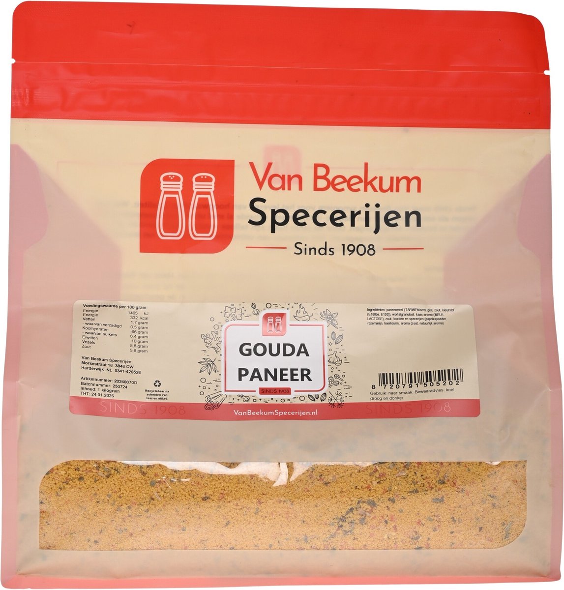 Goedkoopste Van Beekum Specerijen - Gouda Paneer - 1 kilo (hersluitbare stazak