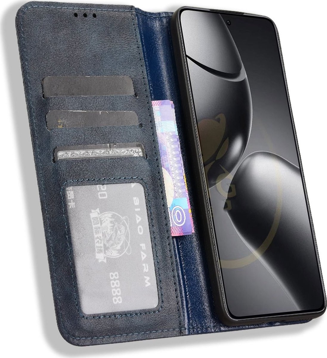 Mobigear Telefoonhoesje geschikt voor Xiaomi 14T Hoesje | Mobigear Sensation Bookcase Portemonnee | Pasjeshouder voor 3 Pasjes | Telefoonhoesje voor Pinpas / OV Kaart / Rijbewijs - Blauw