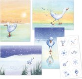 Kerstkaarten met sluitzegels | Set van 8 | Eendjes op schaatsen | Illu-Straver